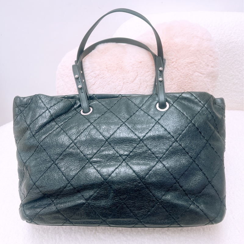 Chanel on the road tote 黑銀牛皮托特/肩背包-5