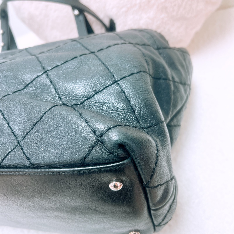 Chanel on the road tote 黑銀牛皮托特/肩背包-7