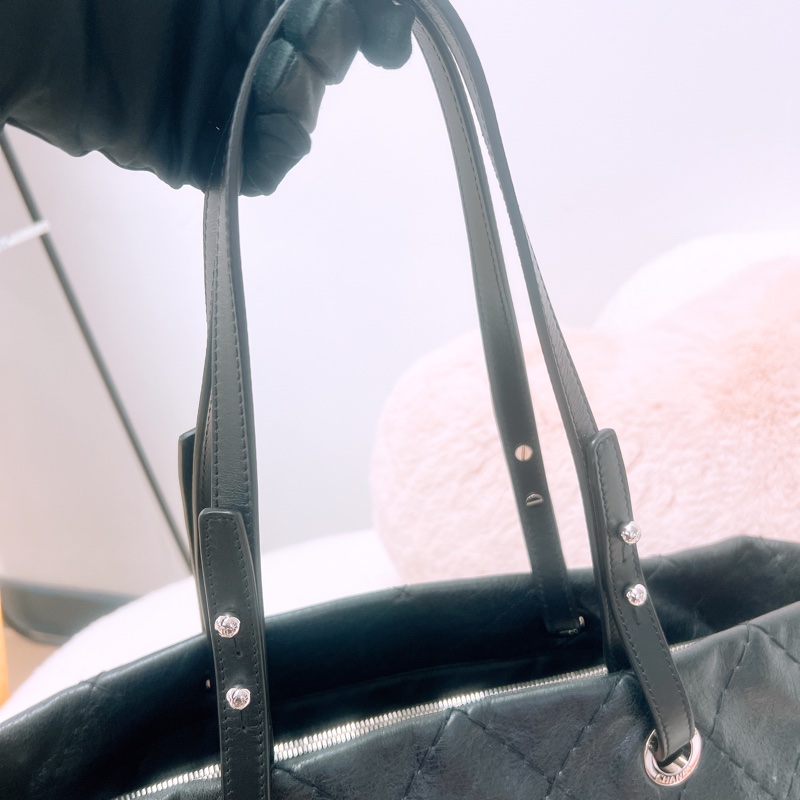 Chanel on the road tote 黑銀牛皮托特/肩背包-10