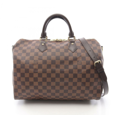 路易威登 Speedy Bandouliere 35 手提包，塗層帆布和皮革，飾以 Damier 皮革，棕色，女士，N41366