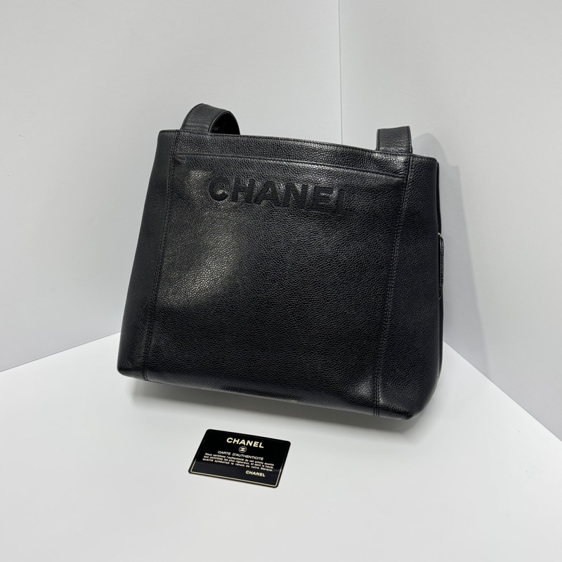 【超!級!新】 Chanel 黑銀 魚子醬牛皮 肩背托特包👜(專櫃261,300)-7