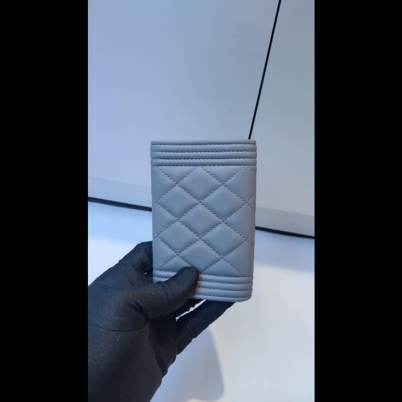 Chanel 灰皮Boy下蓋卡片零錢包-2