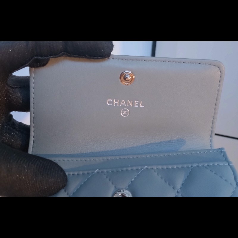 Chanel 灰皮Boy下蓋卡片零錢包-14