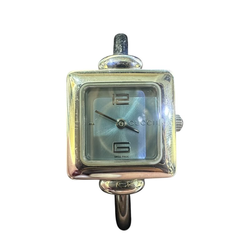 【美收精品】Gucci銀色方型簡約灰色經典腕錶 4-944-1