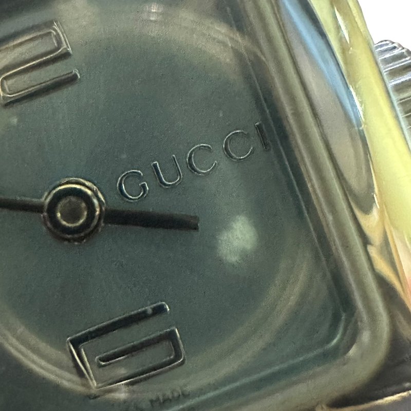 【美收精品】Gucci銀色方型簡約灰色經典腕錶 4-944-3