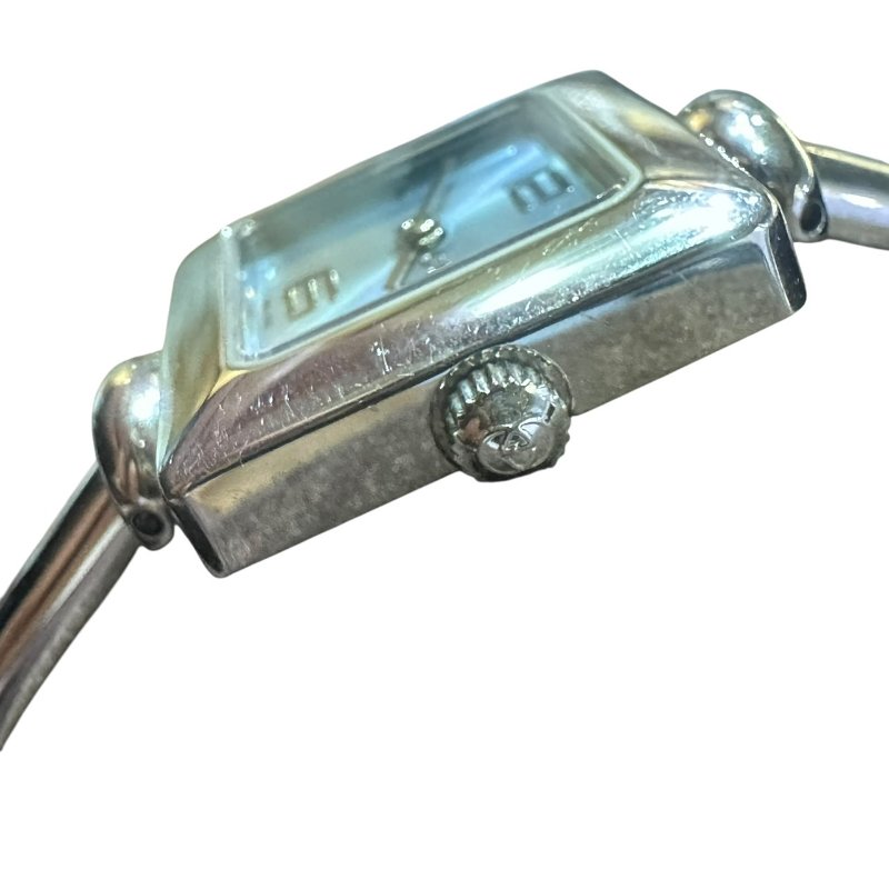 【美收精品】Gucci銀色方型簡約灰色經典腕錶 4-944-4