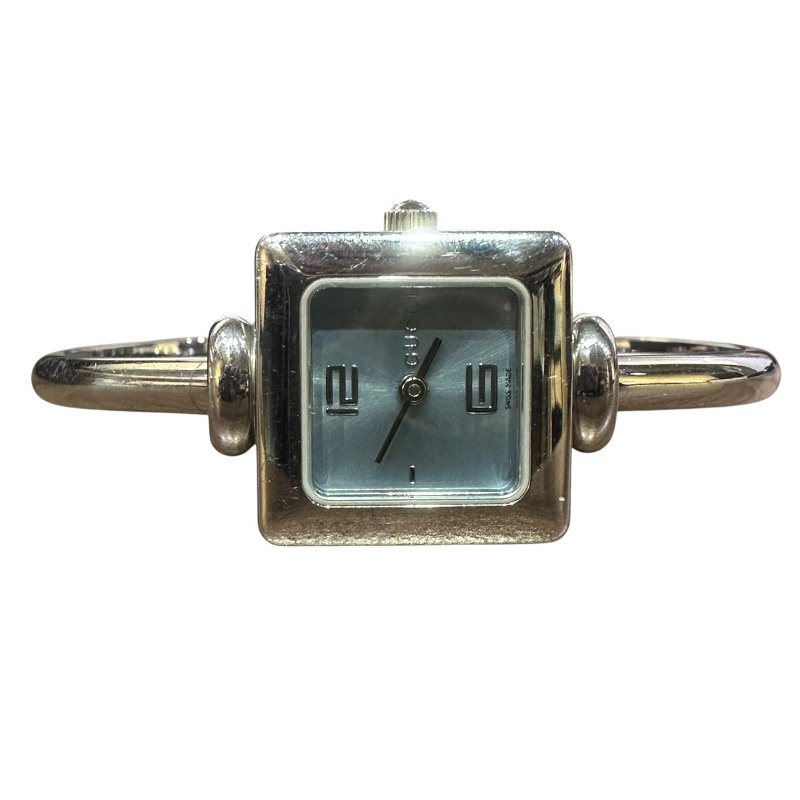 【美收精品】Gucci銀色方型簡約灰色經典腕錶 4-944-5