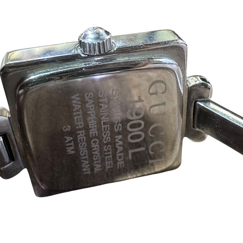 【美收精品】Gucci銀色方型簡約灰色經典腕錶 4-944-8