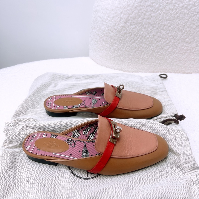 Hermes kelly oz mule 38碼 棕拼粉色-0