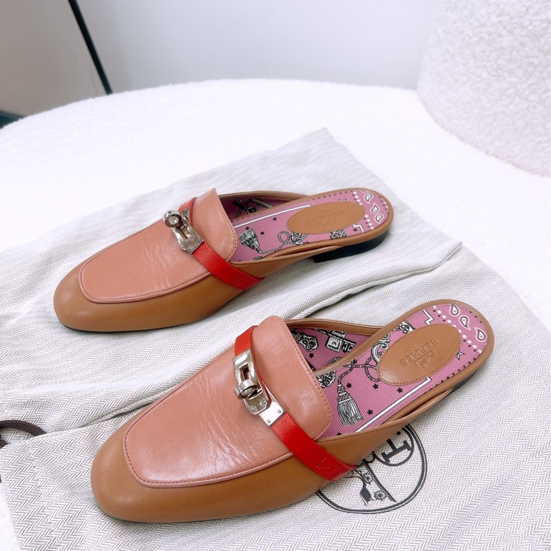 Hermes kelly oz mule 38碼 棕拼粉色-2
