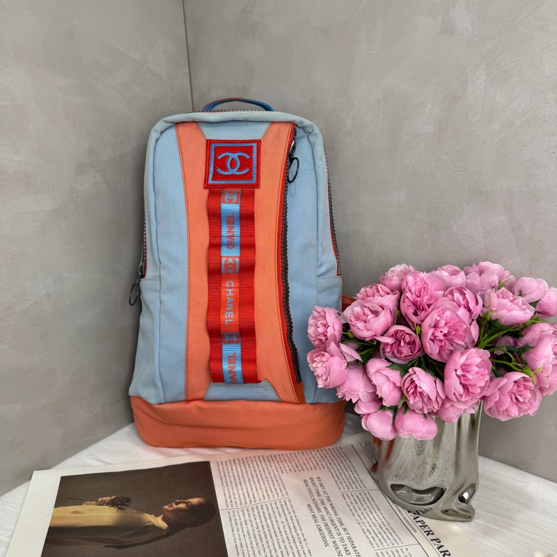 Chanel Sportline撞色雙肩包 vintage 二手 後背包 手提-1