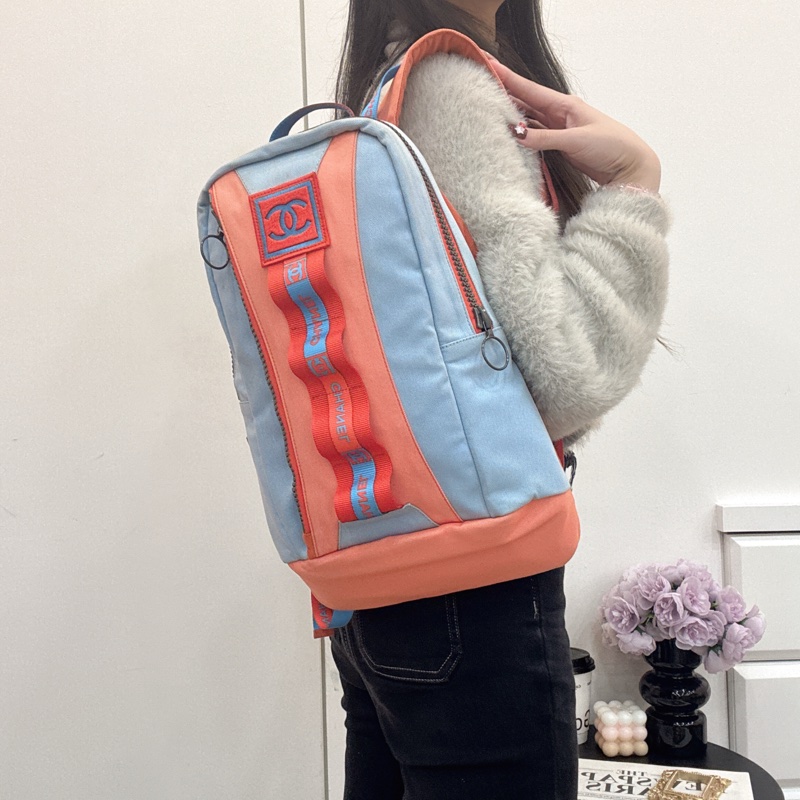 Chanel Sportline撞色雙肩包 vintage 二手 後背包 手提-4