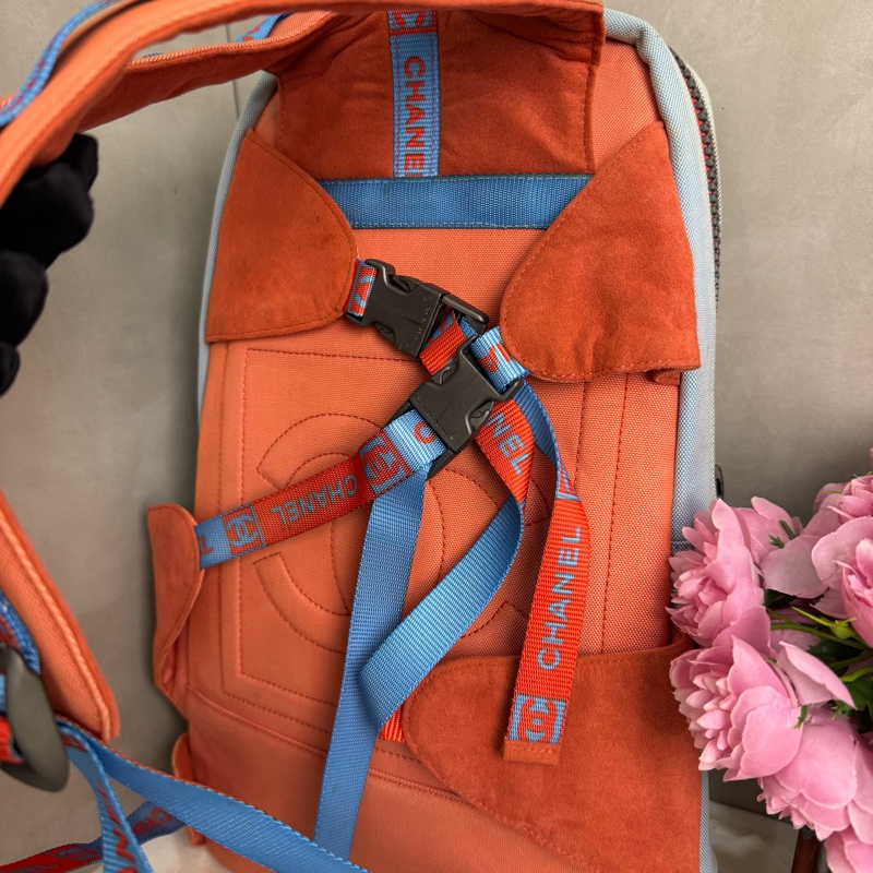 Chanel Sportline撞色雙肩包 vintage 二手 後背包 手提-13