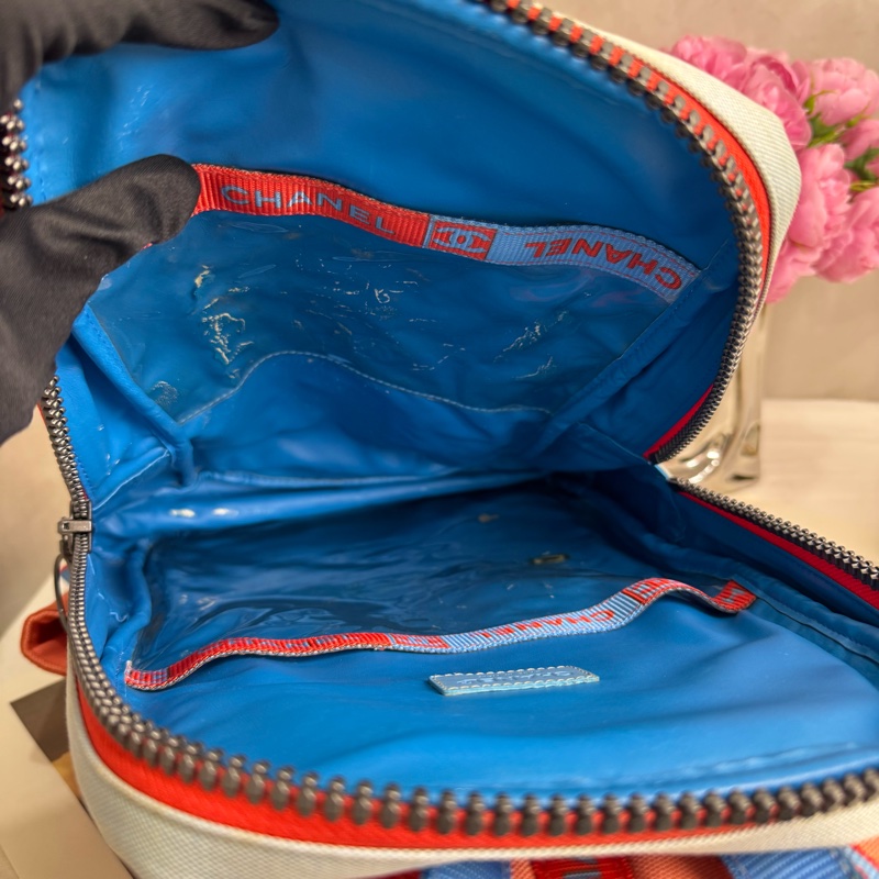 Chanel Sportline撞色雙肩包 vintage 二手 後背包 手提-16