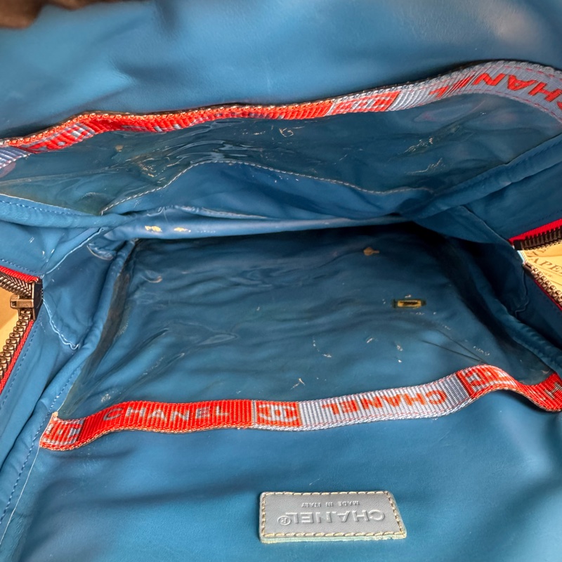 Chanel Sportline撞色雙肩包 vintage 二手 後背包 手提-17