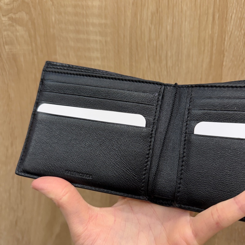 Balenciaga 黑小牛皮對開8卡短夾-9