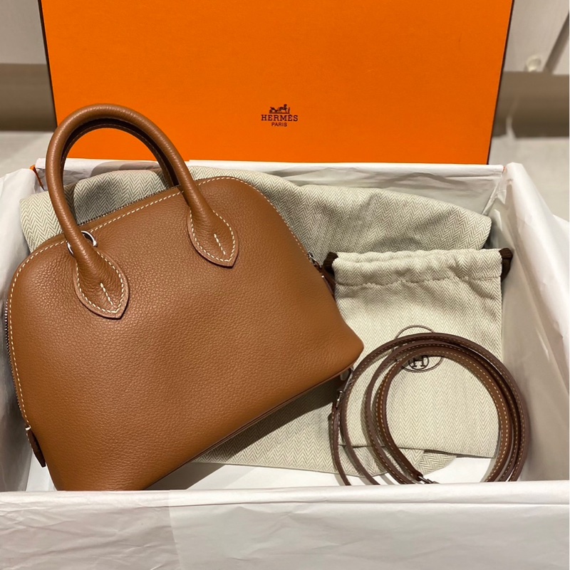 🌟全新未使用🌟Hermes bolide mini 金棕色銀釦w刻印ec皮-0