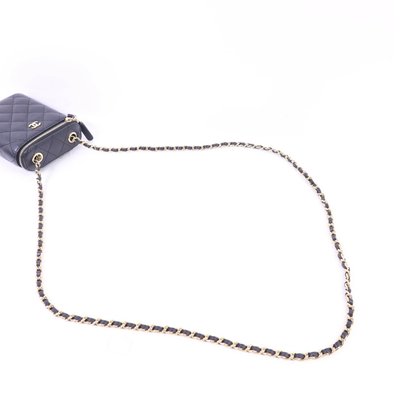 CHANEL 牛皮皮革Chain Shoulder金扣鏈帶肩背袋-4