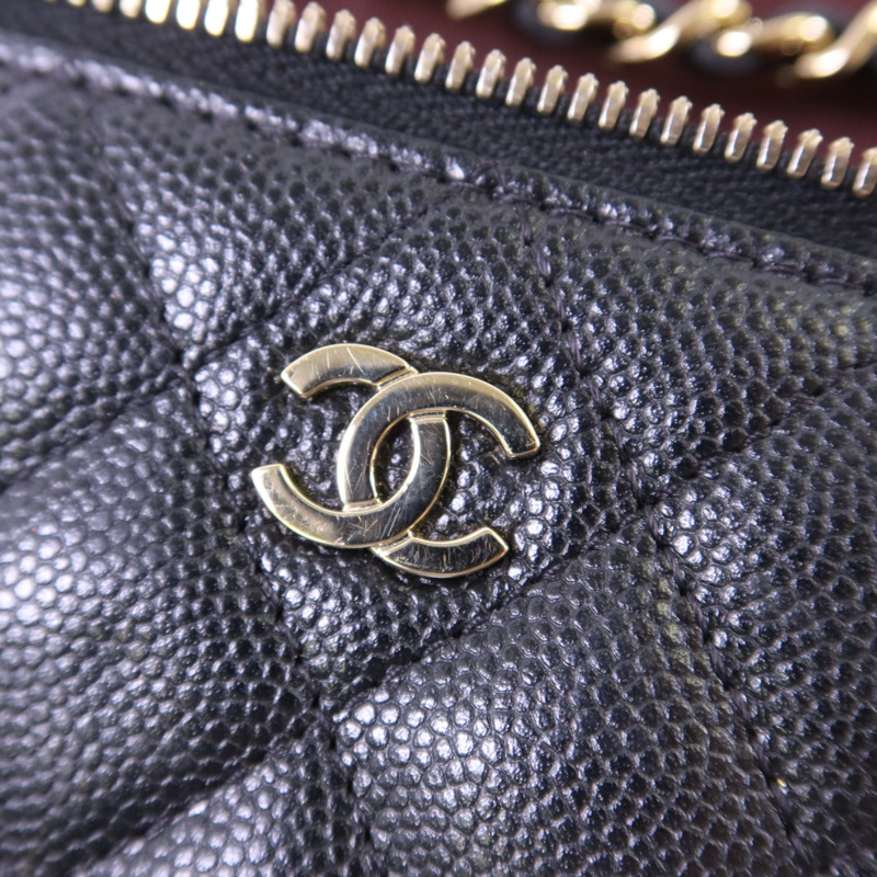 CHANEL 牛皮皮革Chain Shoulder金扣鏈帶肩背袋-8