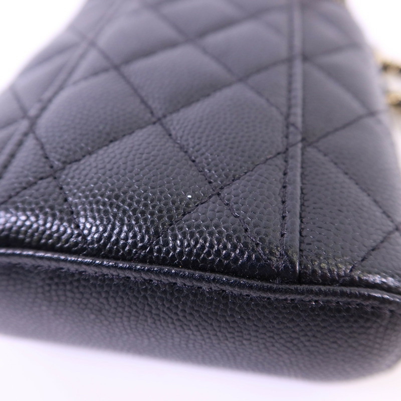 CHANEL 牛皮皮革Chain Shoulder金扣鏈帶肩背袋-14