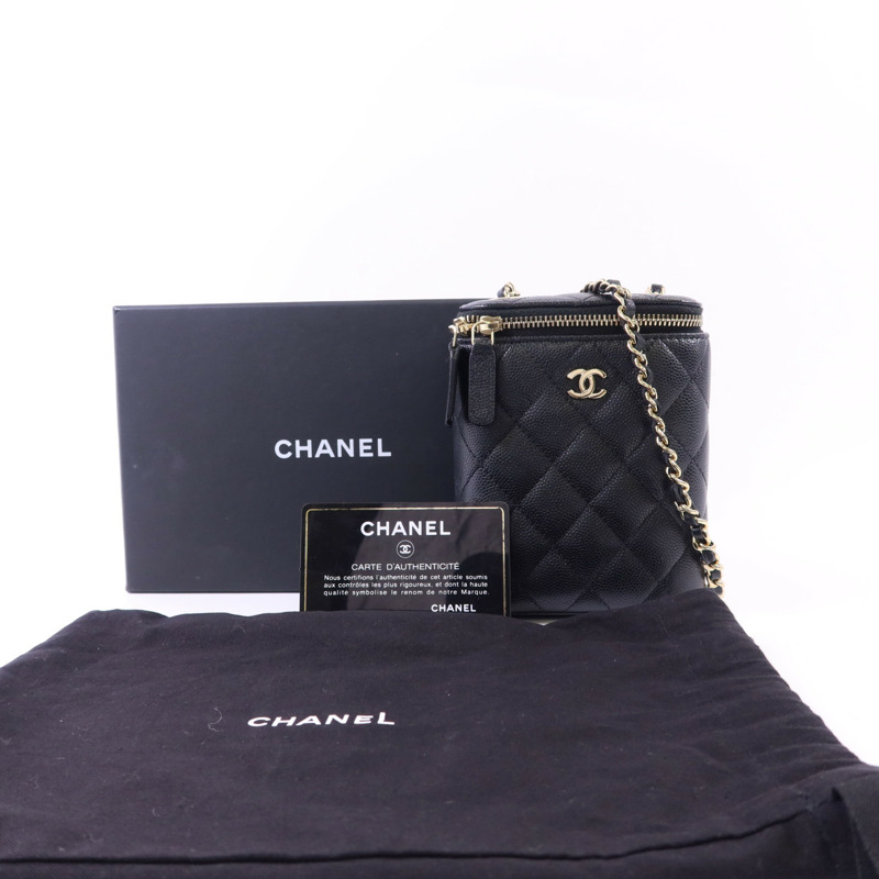 CHANEL 牛皮皮革Chain Shoulder金扣鏈帶肩背袋-15