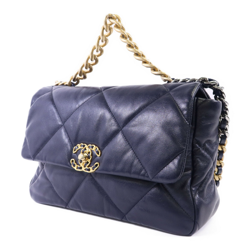 CHANEL 羊皮皮革Chanel 19 Large金扣手挽肩背兩用袋-2