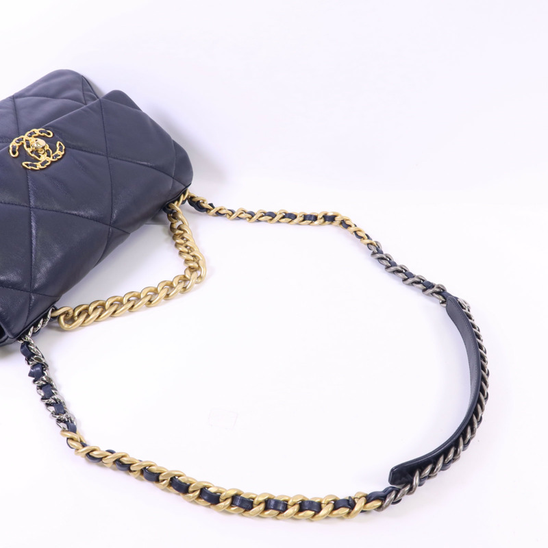 CHANEL 羊皮皮革Chanel 19 Large金扣手挽肩背兩用袋-8