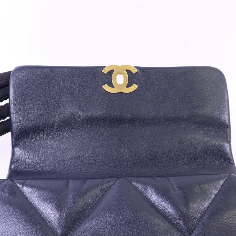 CHANEL 羊皮皮革Chanel 19 Large金扣手挽肩背兩用袋-12