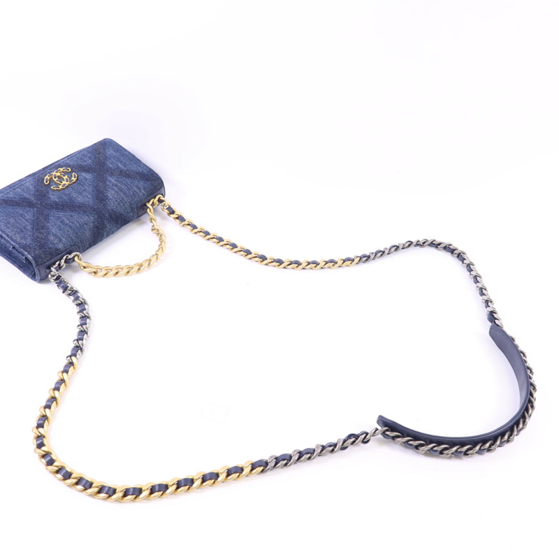 CHANEL 牛仔布WOC Wallet On Chain手挽肩背兩用袋-4