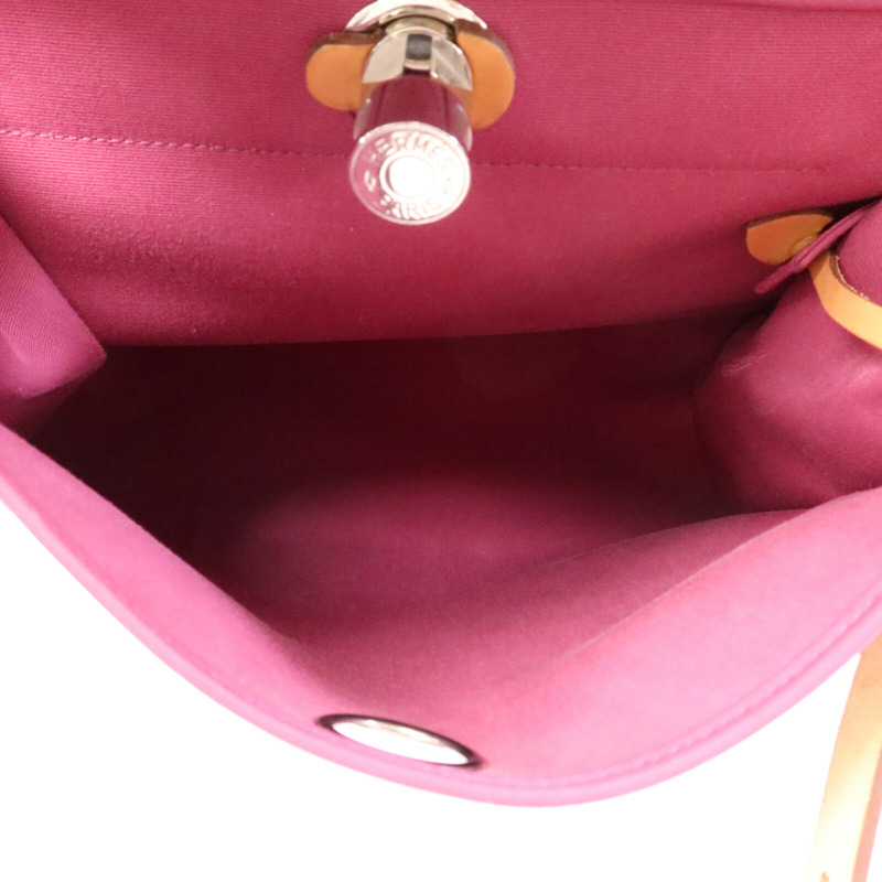 HERMES 帆布Herbag PM銀扣手挽肩背兩用袋Rose Purple-4