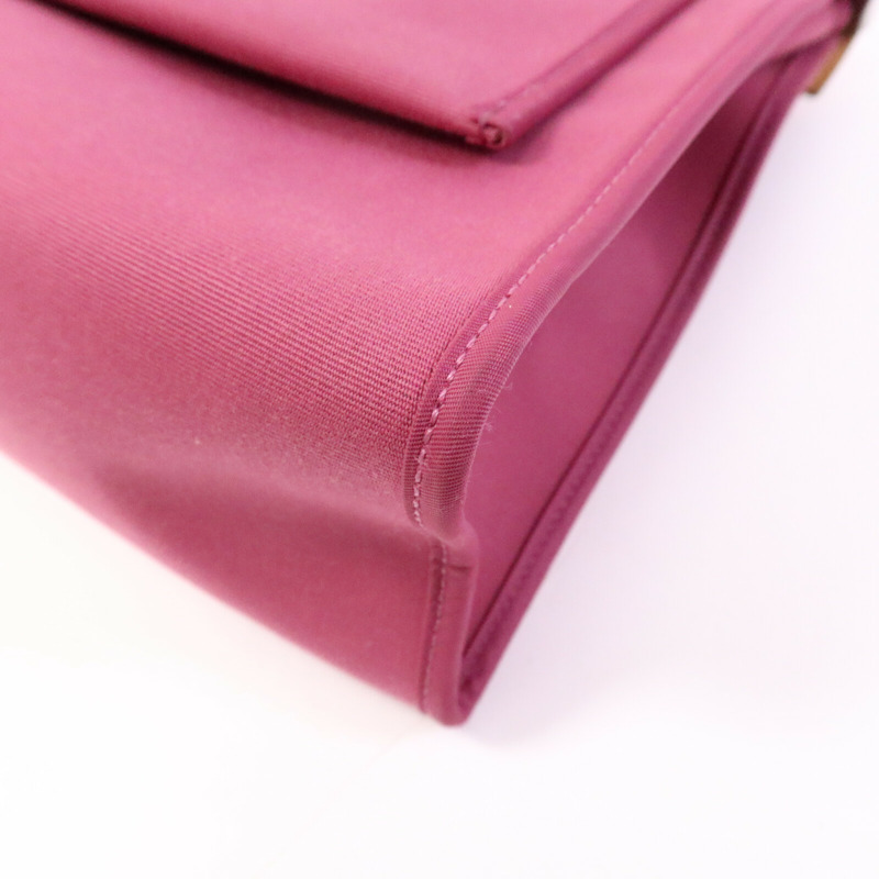 HERMES 帆布Herbag PM銀扣手挽肩背兩用袋Rose Purple-10