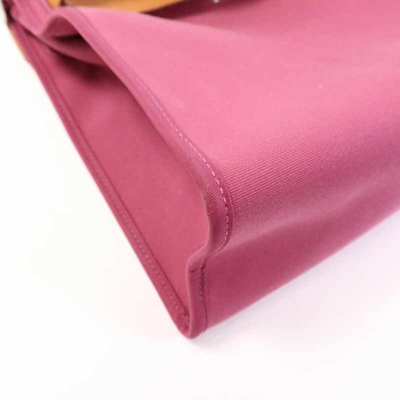 HERMES 帆布Herbag PM銀扣手挽肩背兩用袋Rose Purple-13