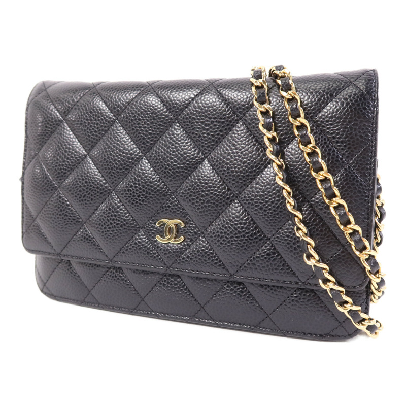 CHANEL 牛皮皮革WOC Wallet On Chain金扣鏈帶肩背袋-2