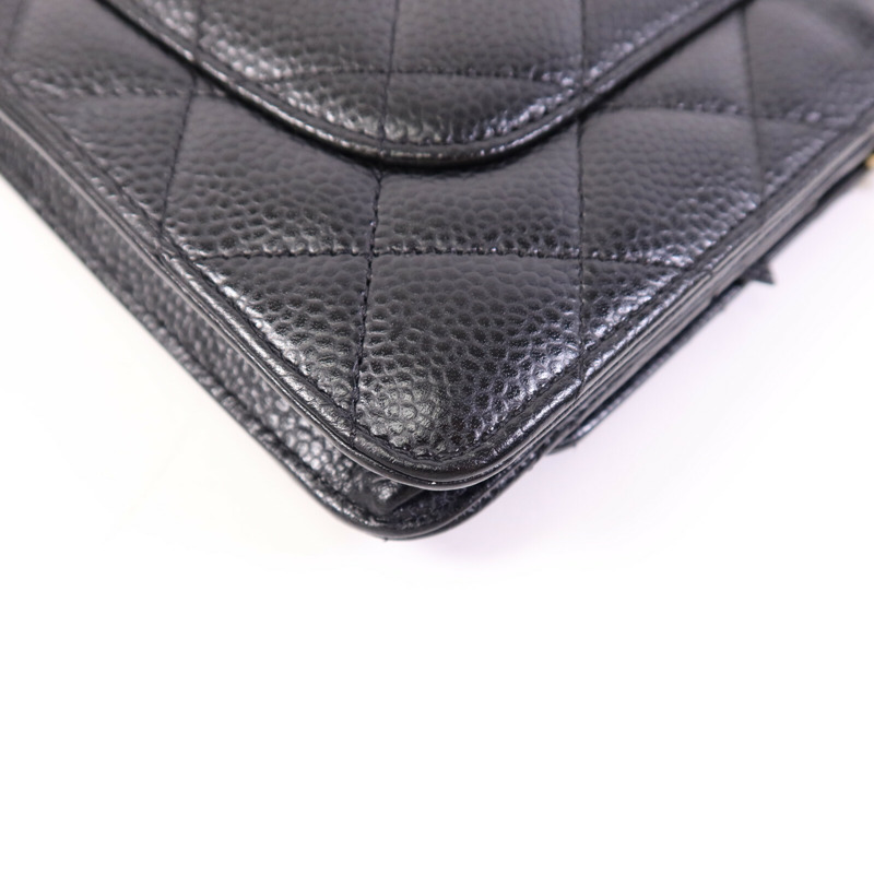 CHANEL 牛皮皮革WOC Wallet On Chain金扣鏈帶肩背袋-12