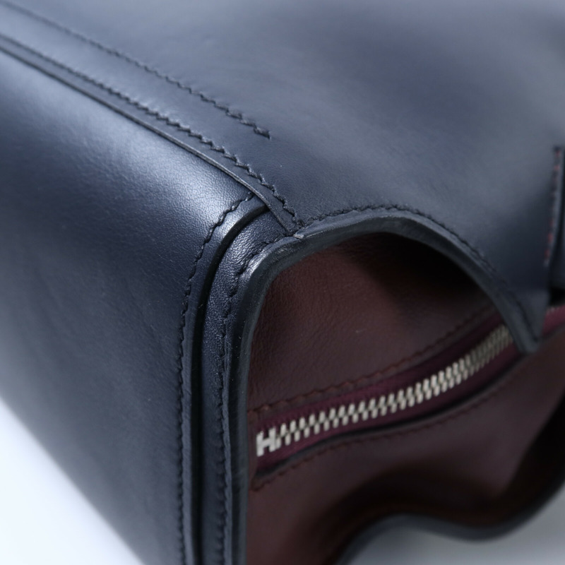 HERMES Evercolor皮革Cityback銀扣背包Blue/Red-13