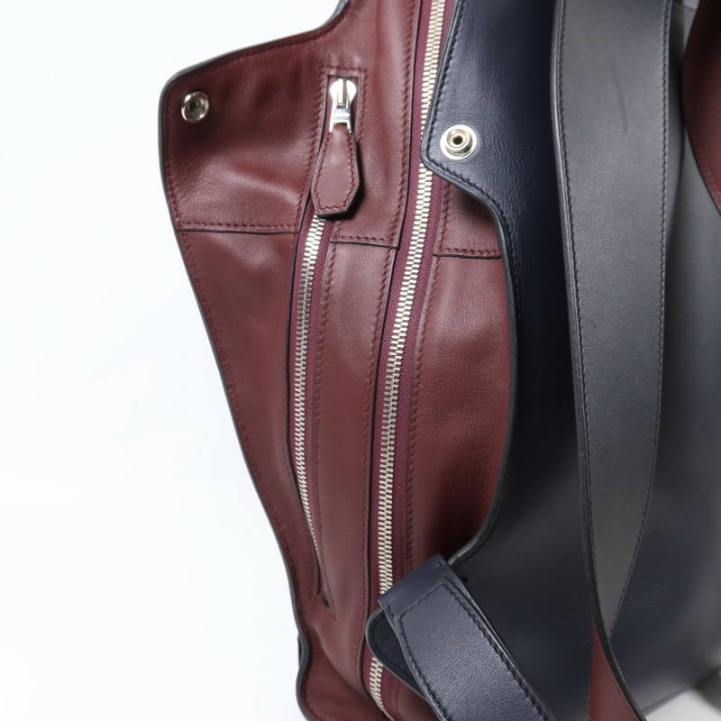 HERMES Evercolor皮革Cityback銀扣背包Blue/Red-14