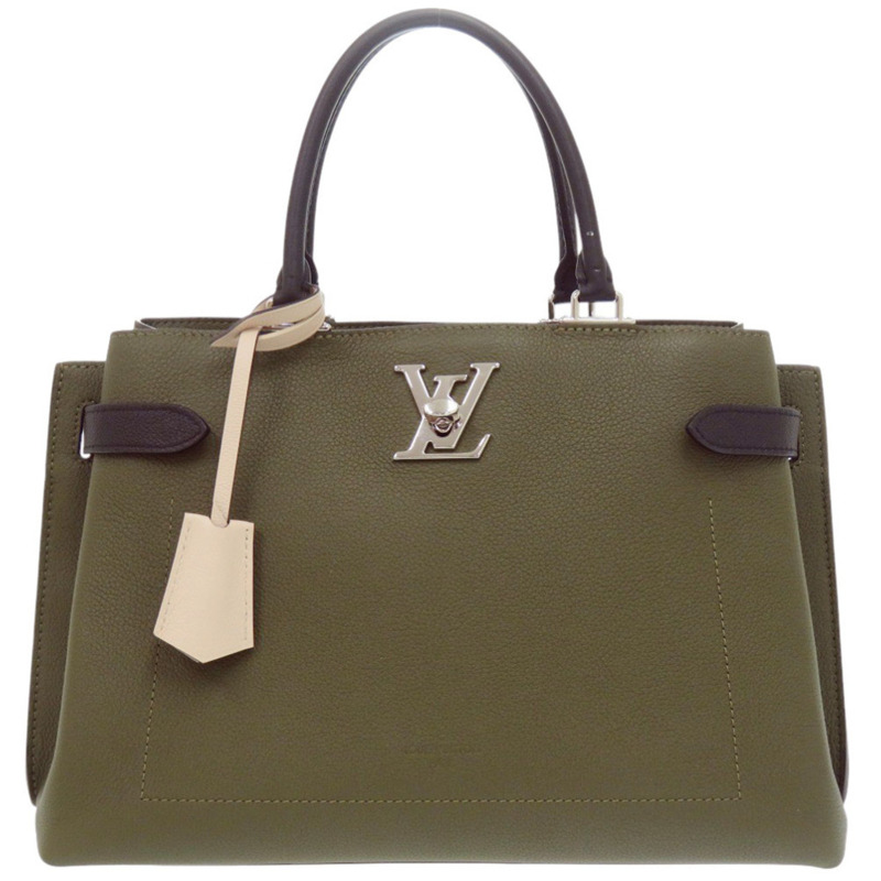 路易威登 Lock Me Day M55325 卡其黑色皮革手提包 LV 0935，成色極佳-0