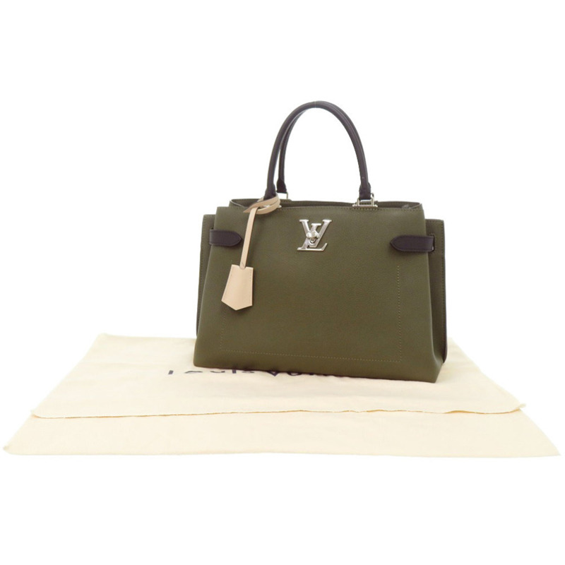路易威登 Lock Me Day M55325 卡其黑色皮革手提包 LV 0935，成色極佳-1