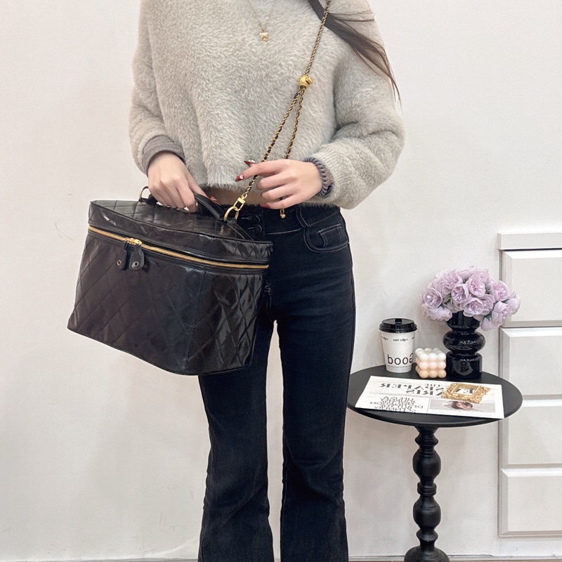 Chanel 菱格漆皮化妝包 手提 斜背 中古 vintage 二手-3