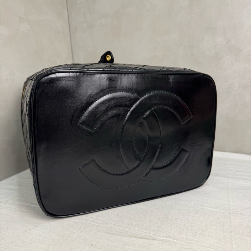 Chanel 菱格漆皮化妝包 手提 斜背 中古 vintage 二手-9