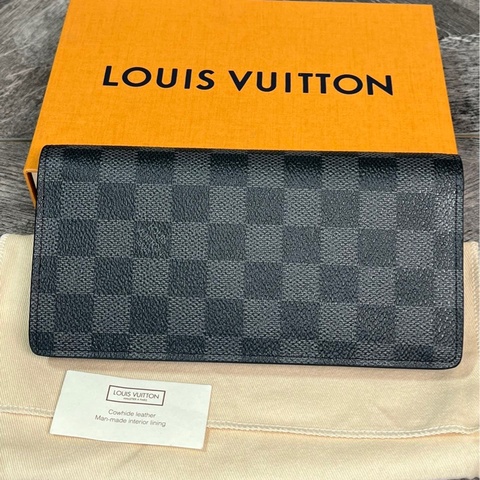 LV 經典黑色棋盤格對折錢夾 錢包 內有隔層 卡位多 尺寸約19*10cm 附件：塵袋