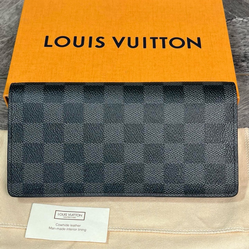 LV 經典黑色棋盤格對折錢夾 錢包 內有隔層 卡位多 尺寸約19*10cm 附件:塵袋-1