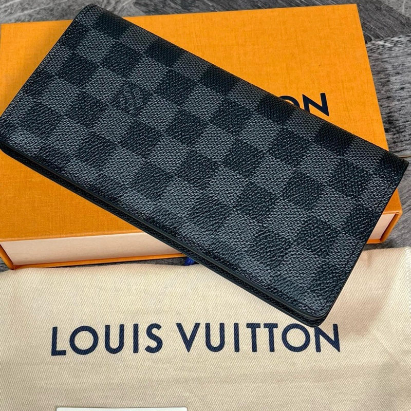 LV 經典黑色棋盤格對折錢夾 錢包 內有隔層 卡位多 尺寸約19*10cm 附件:塵袋-2