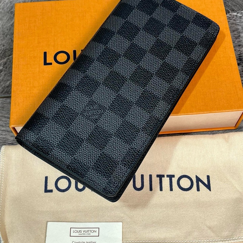 LV 經典黑色棋盤格對折錢夾 錢包 內有隔層 卡位多 尺寸約19*10cm 附件:塵袋-3