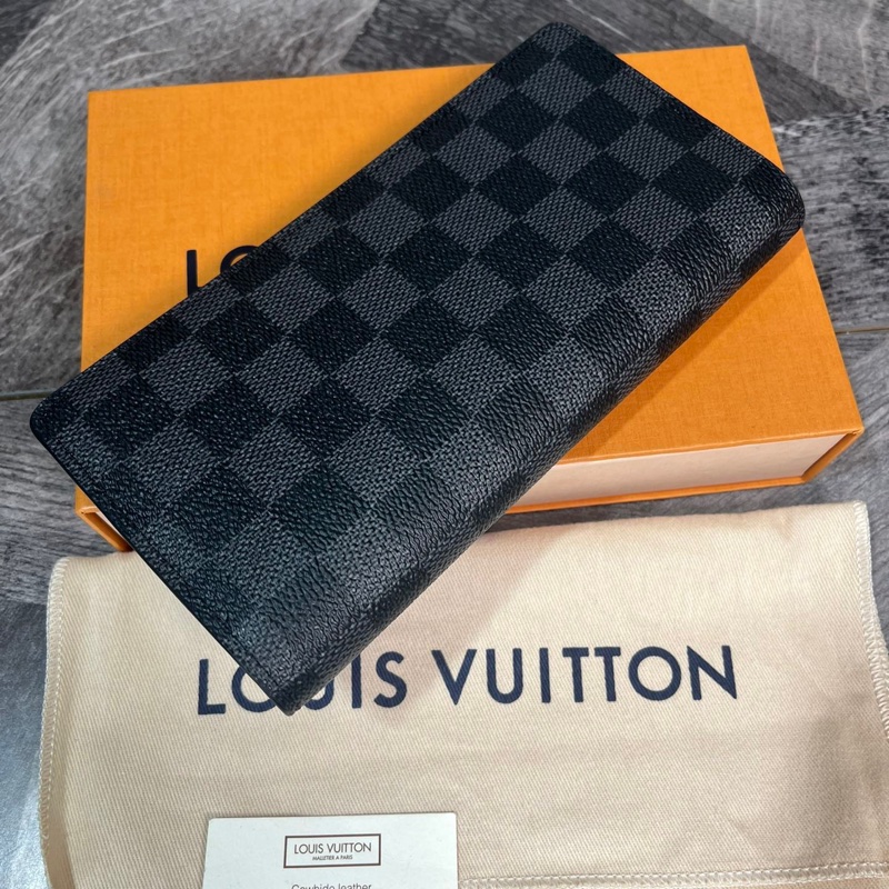 LV 經典黑色棋盤格對折錢夾 錢包 內有隔層 卡位多 尺寸約19*10cm 附件:塵袋-4