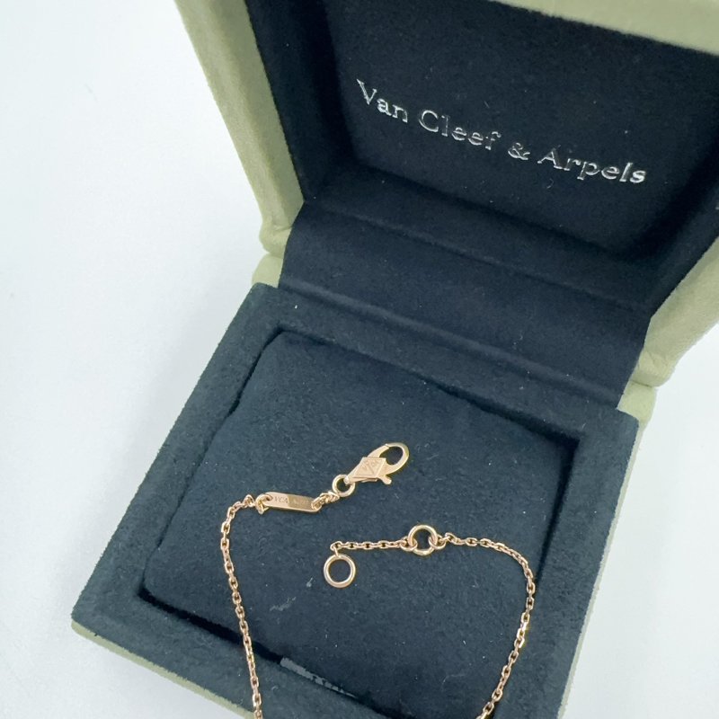 VCA紅玉髓四葉草18k玫瑰金手鍊-2