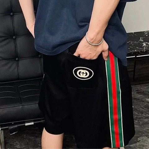 Gucci 男款 紅綠間 休閒短褲 #S M