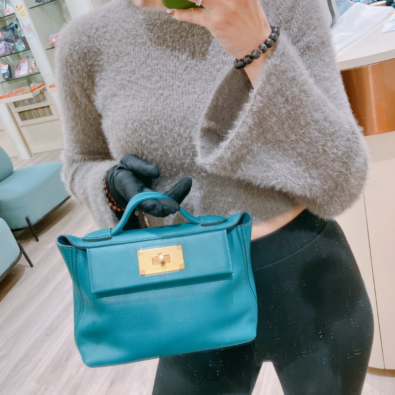 TK1923 愛馬仕2424  迷你包 2424 Mini Swift W0 Vert Bosphore-11