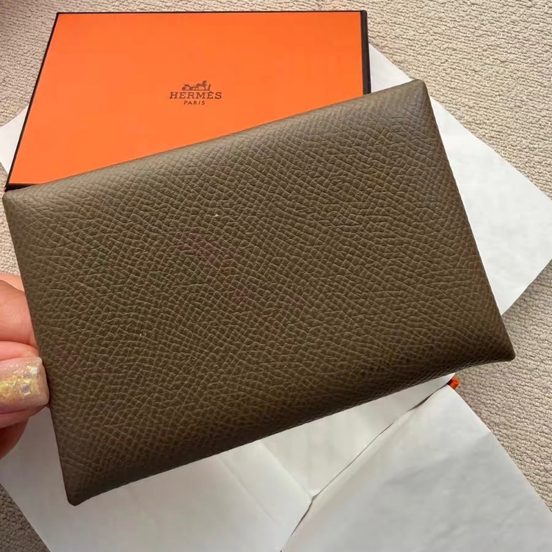 HERMES 愛馬仕 Calvi 卡夾 大象灰 有盒-4