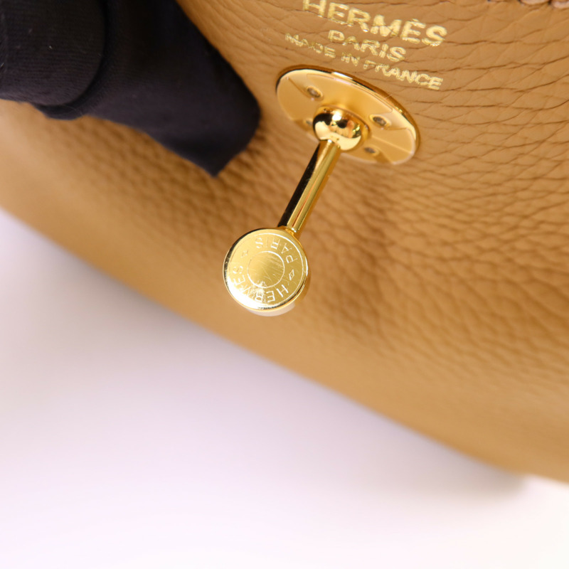 HERMES Clemence皮革Mini Lindy金扣手挽肩背兩用袋Biscuit-10